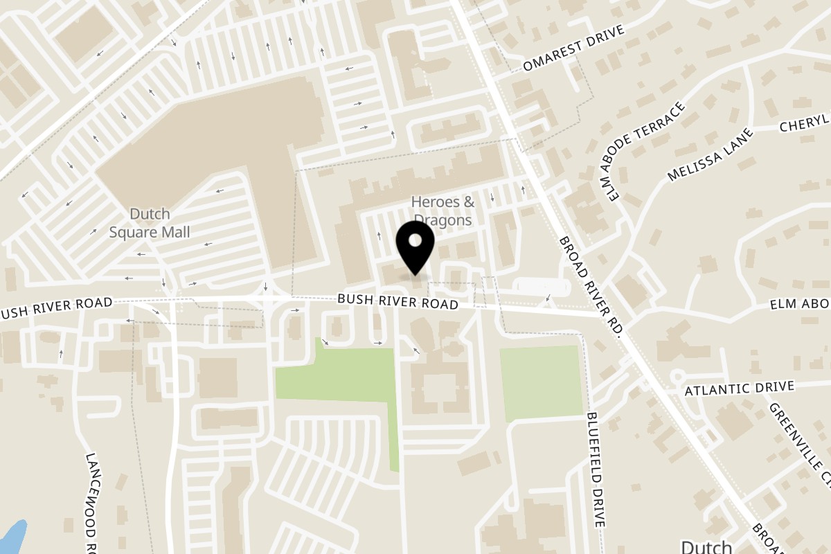 Map showing the location of LOTA on 245 Bush River Rd in Columbia